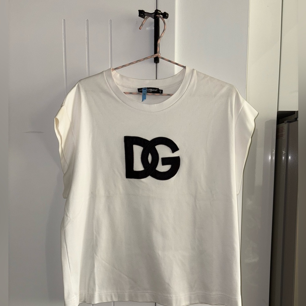Dolce & Gabbana White Tee with Black Accent
